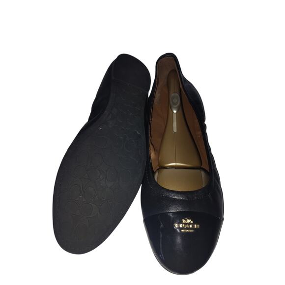 Coach ChelseaCap Toe Ballet Flats Black Gold Logo Slip On Shoes Womens 9.5 - Picture 5 of 7